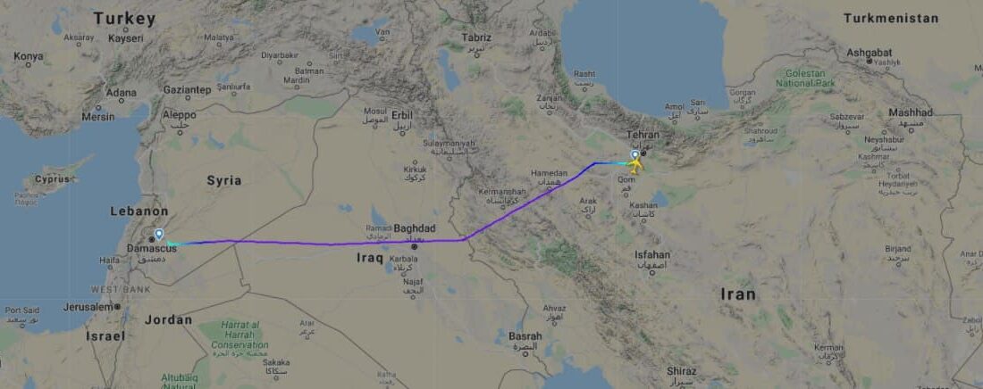 طائرة شحن إيرانية هبطت في مطار دمشق قبيل القصف الإسرائيلي بساعات